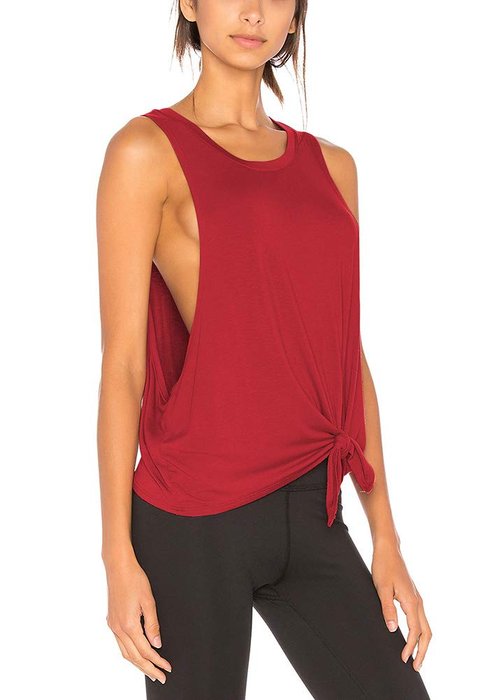 Bestisun Crop Workout Tops Yoga Clothes Sleeveless Activewear Athletic Gym Sports Shirts for Women Red XL