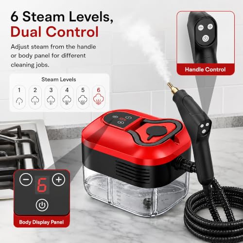 Handheld Steam Cleaner for Home & Car Detailing - Fast Heat, 1500W, 1200ml Tank