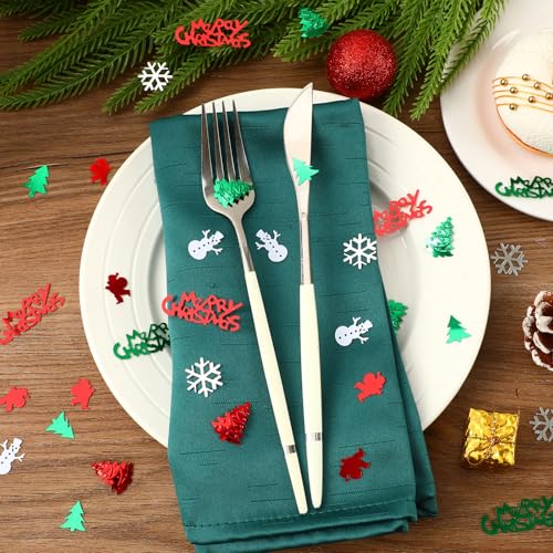 MARFOREVER Christmas Glitter Confetti Table Decorations, Red Green White Xmas Party Scatter Confetti Santa Claus Christmas Tree Snowflake Snowman Table Sprinkles for Xmas Party Supplies Decor