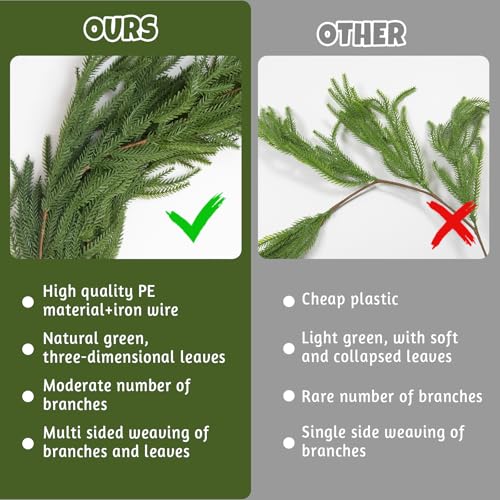 GULYMNA 4 Pcs 6ft Norfolk Pine Garland Real Touch Christmas Greenery