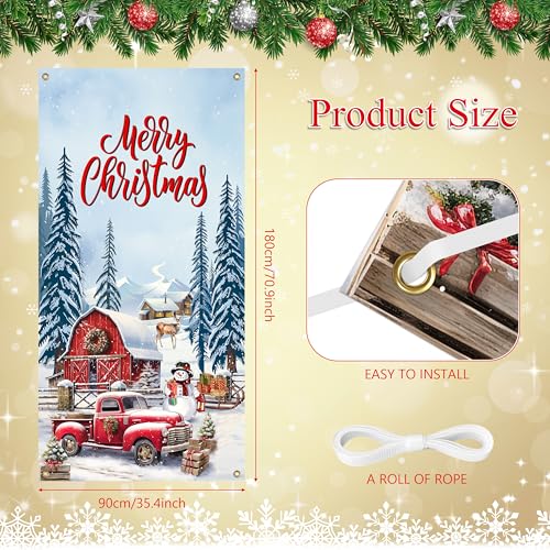 Fayoo White Snowmen Christmas Door Banner 35x70 inches with Rope - Holiday Decor