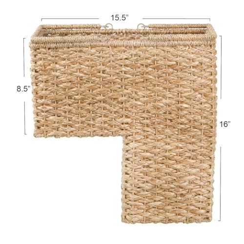 Natural Woven Rope Stair Basket with Handles - Home Decor Storage