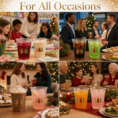 Christmas Gingham Tree Disposable Cups 12oz Pack of 100 - Festive Drinkware