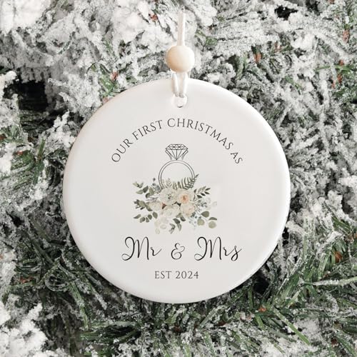 Our First Christmas Just Married Ornament - 2024, Unique Wedding Gift