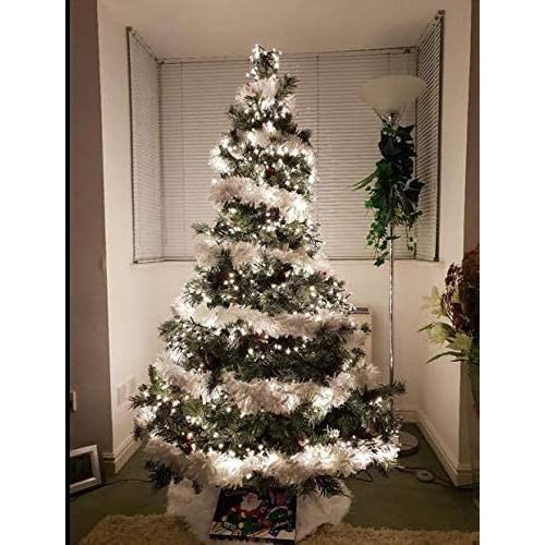 CCINEE 33FT Christmas Tinsel Garland,White Metallic Garland for Christmas Tree Party Indoor Outdoor Decoration