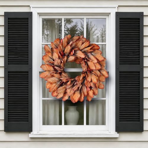 26-Inch Artificial Fall Magnolia Leaf Wreath for Front Door Decoration