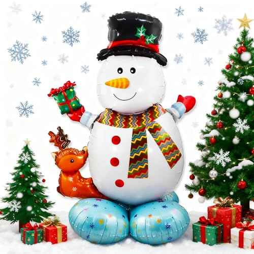 Christmas Party Balloons Decorations - Large Snowman Balloons Christmas Foil Balloon for Winter Holiday Christma Party Decor Supplies