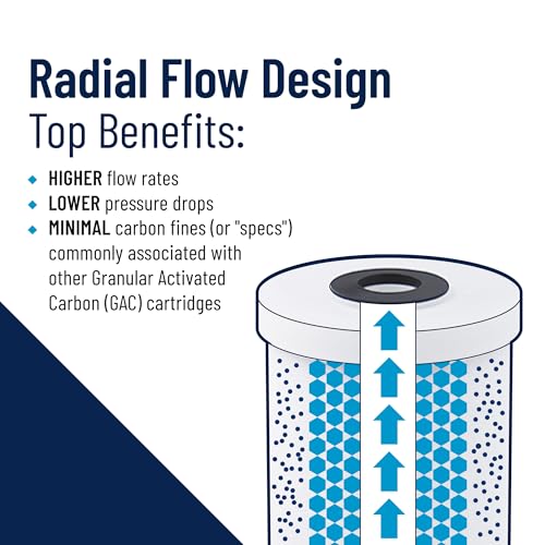 10-Inch Big Blue Radial Flow Carbon Water Filter Pack of 1 - 50,000 Gallon Capacity