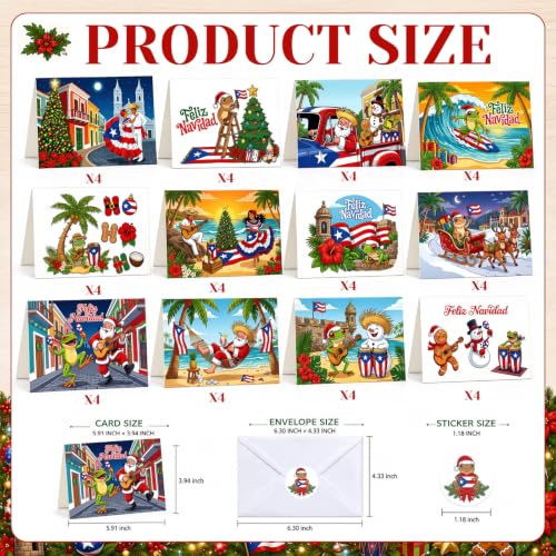Puerto Rico Christmas Greeting Cards Set - Feliz Navidad Cultural Holiday Stationery