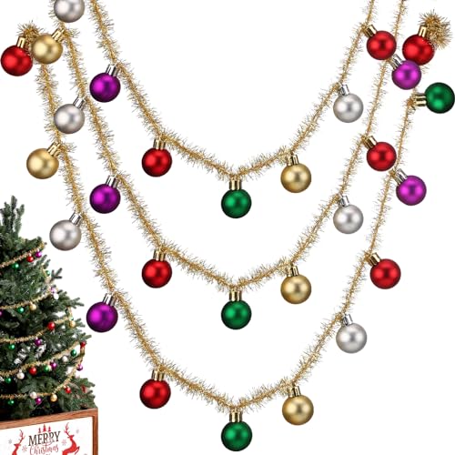 16ft Christmas Ball Garland Tinsel Decor for Holiday & Party Decorations