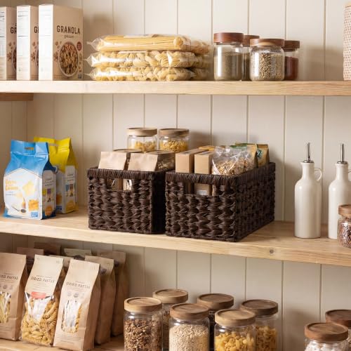 Wicker Storage Baskets for Shelves - Brown, 13"L x 8¼"W x 7"H, 2 Pack