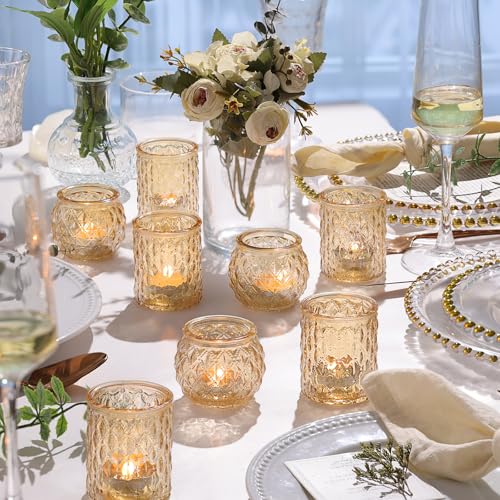 NITIME 36 Pcs Gold Votive Candle Holders Set Wedding Party Decor