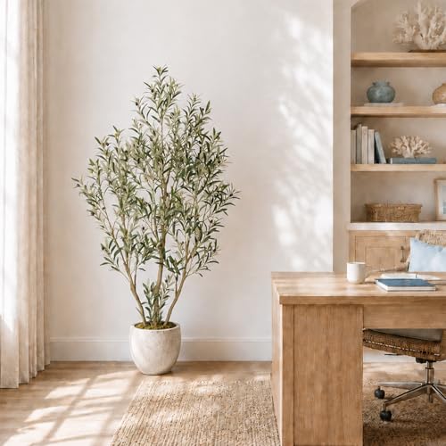 Nafresh 6ft Tall Faux Olive Tree with Lifelike Fruits & Adjustable Branches - Artificial Indoor Plant for Living Room & Entryway (Variation: 1/6ft)