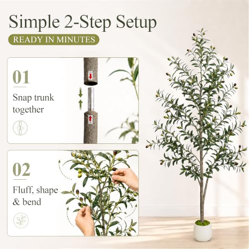 6FT Faux Olive Tree - Realistic Artificial Plant for Living Room & Bedroom