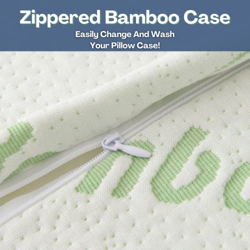 DreamField Linen King Size Set of 2 Memory Foam Bamboo Pillows - Adjustable & Breathable Support