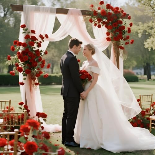 Red Artificial Roses 50 Pcs - Real Touch Velvet Flowers for Home Decor and Gifts
