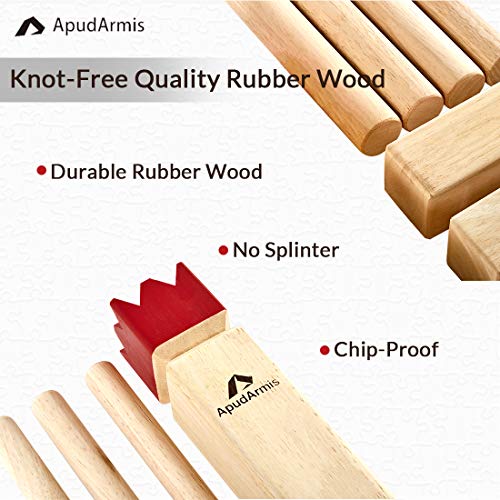 Outdoor Kubb Yard Game Set with Carrying Bag - Viking Chess Lawn Fun - Burlywood