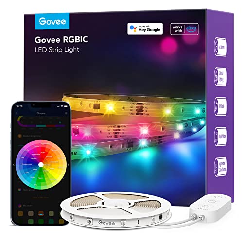 Govee 32.8ft RGBIC LED Strip Lights - Voice Control, Music Sync, App Control