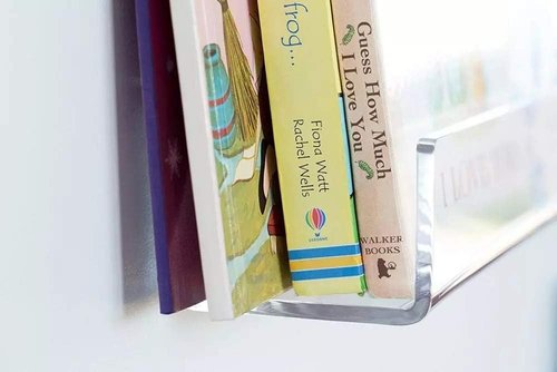 CY Craft Clear Acrylic Floating Shelves - 15 Inch Wall-Mounted Display Ledge | Set of 4 for Kitchen, Bathroom, Office