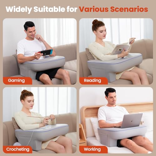 Keduwa L-Gray Reading Pillow with Lap Desk & Arm Support