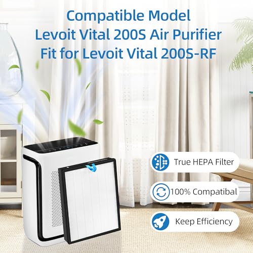 Vital 200S Replacement Filter for LEVOIT Air Purifier - 3-in-1 HEPA & Activated Carbon Filter - White - 2 Pack
