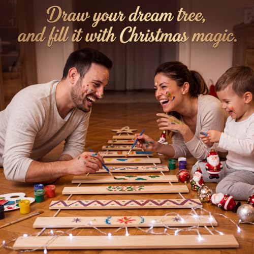 Soaoo Brown Wall Hanging Christmas Tree 30x70 Inch Decorative Wooden Ladder