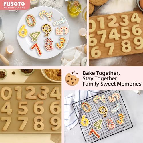 FUSOTO 9PCS Number Cookie Cutters Set 3 Inch, Includes 0-8 with Reverses to 9