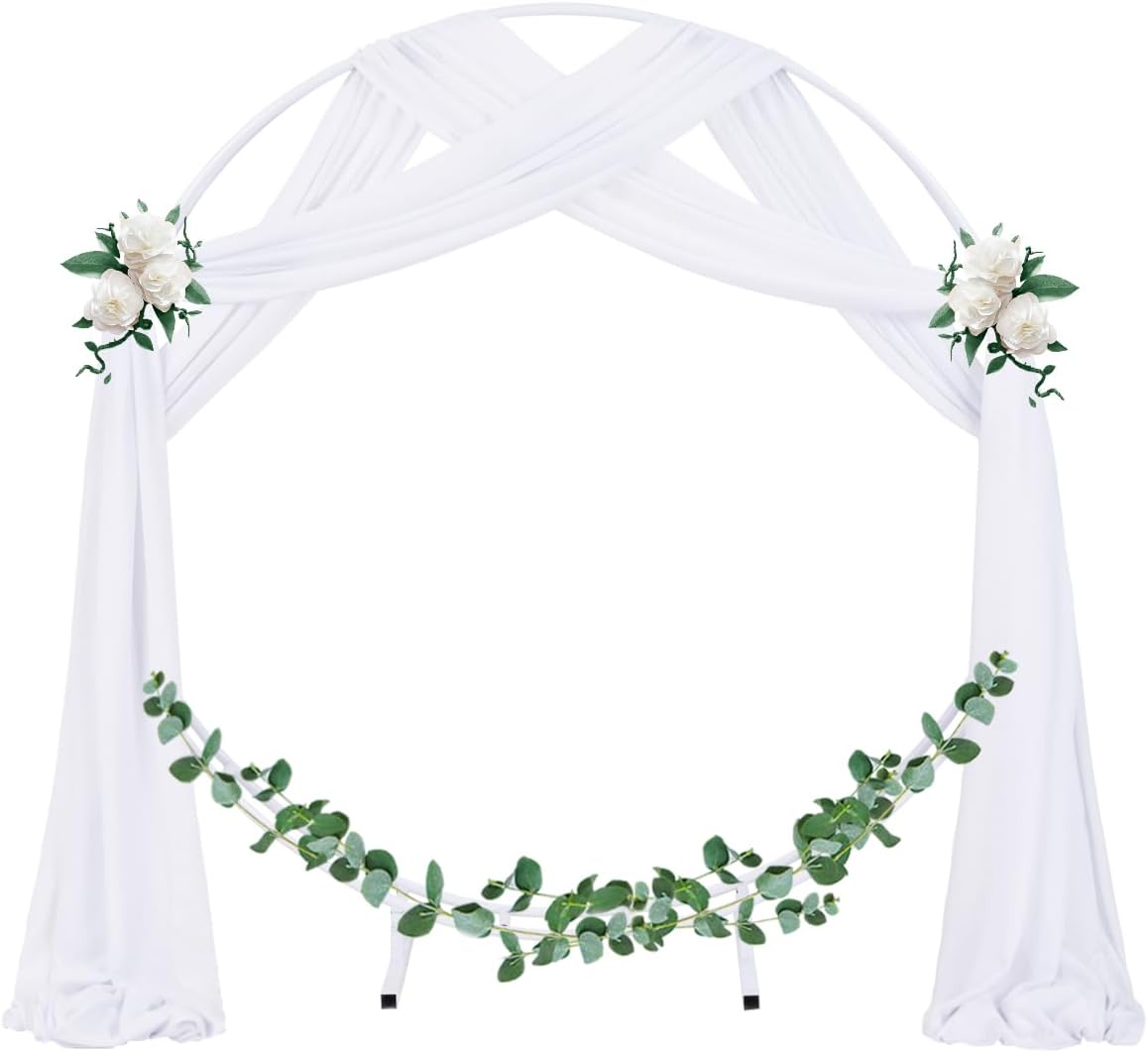 Socomi Wedding Arch Draping Fabric - 1 Panel 29" x 19Ft White Sheer Chiffon Curtain for Events