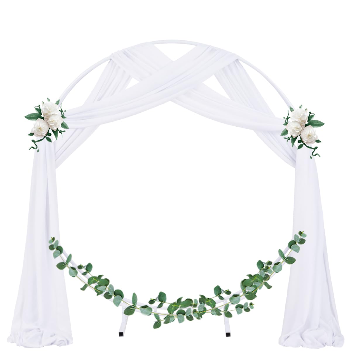 Socomi Wedding Arch Draping Fabric 1 Panel 29" x 19Ft White Sheer Chiffon Curtain Drapes 6 Yards for Wedding Ceremony Birthday Party Decoration