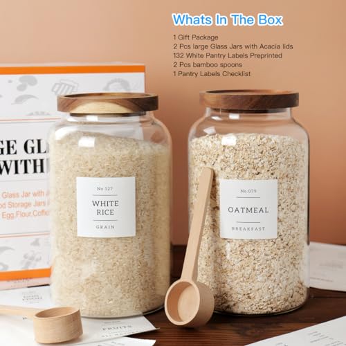 2800ml Glass Food Storage Jars with Airtight Lid, Spice & Cereal Container