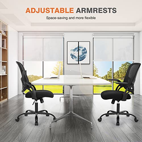 Sweetcrispy Black Swivel Computer Desk Chair with Lumbar Support, 18.49"D