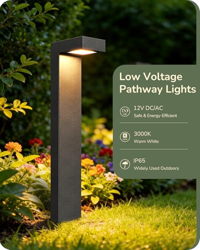 EDISHINE 4 Pack Low Voltage LED Pathway Lights Outdoor Landscape Lighting - Warm White