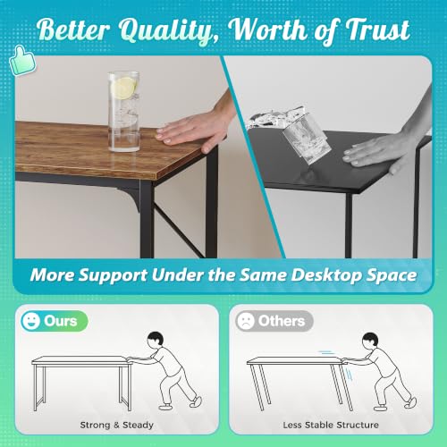 PRAISUN Rustic Brown 55-Inch Computer Desk with Fabric Storage Bag