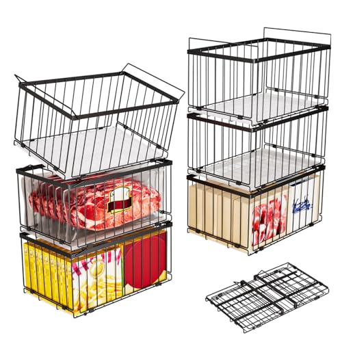 Black Freezer Organizer Bins for 5-9 Cu.Ft Chest Freezers - 6 Pack