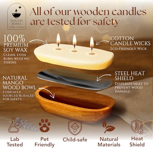 Pumpkin Spice Soy Candle in Rustic Wooden Dough Bowl - 3 Wick Fall Decor