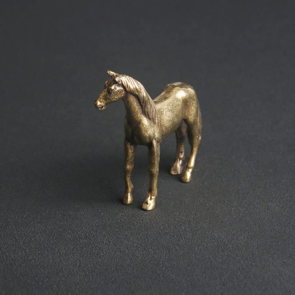 TEAMWILL Brass Horse Figurine - Elegant Small Statue for Home or Office Décor