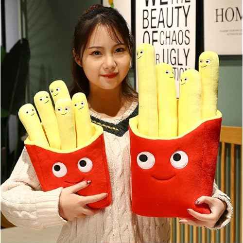 15.7inch Hamburger Plush Pillow Funny Hamburger Bread Stuffed Pillow Soft Food Plushie Throw Pillow Stuffed Animal Toy for Kids Adults Gift Home Decor. (French Fries)