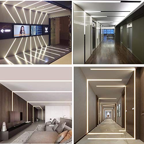 Besseto 6 Pack Plaster-in LED Aluminum Channel 2M/6.6FT for Wall and Ceiling Diffuser