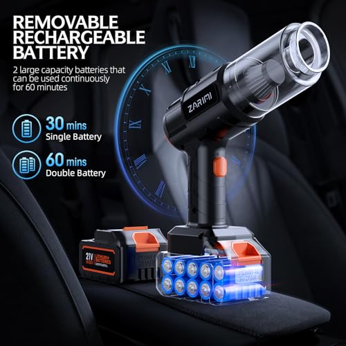 Portable Cordless Car Vacuum Cleaner with 50,000Pa Suction & Dual Batteries