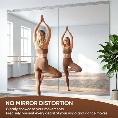Antok 48x24 Inch Wall-Mounted Gym Mirrors Set 2PCS Frameless Full-Length