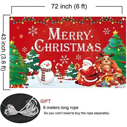 Merry Christmas Banner, Santa Claus Snowman Backdrop for Christmas Decorations, Christmas Backdrops for Photography