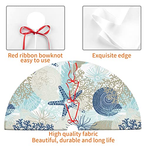 Subvcik Starfish Christmas Tree Skirt 36 Inch Holiday Decor Style6