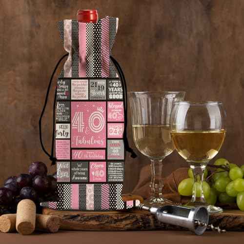 2025 - Funny 40th Birthday Gifts Women Men Wine Bag, Happy Anniversary 40th Birthday Party Decorations Man Woman Wine Bags, 40 Year Old Birthday Gifts for Women Born in 1985 Wine Bottle Bag
