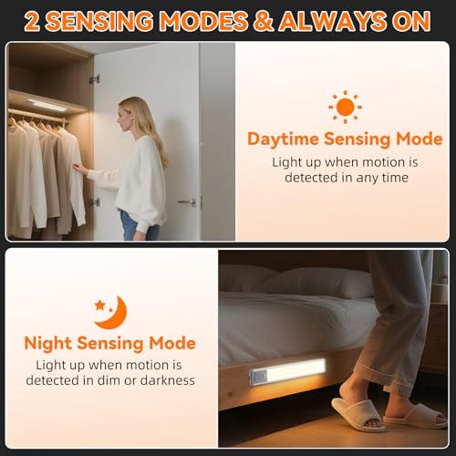 Wireless Under Cabinet Lighting 15 Inch Motion Sensor Light 3 Pack - Silver