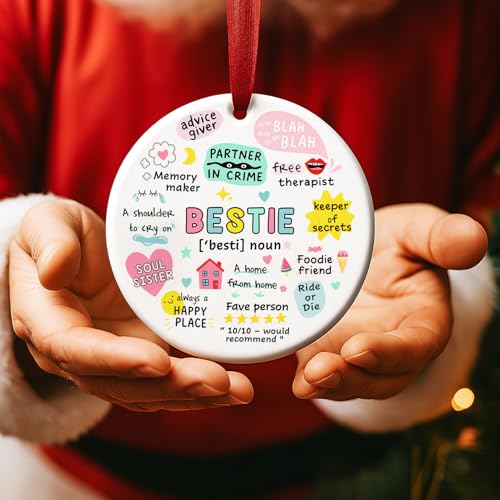 Bestie Christmas Ornament with Definition - Friendship Gift for Women, BFF, Soul Sister, Work Bestie, Funny Keepsake, Best Canvas Wall Art, Variation: Bestie
