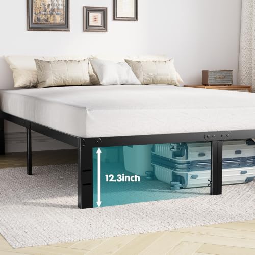 Full-14 Inch Metal Platform Bed Frame with Storage - Heavy Duty, Easy Assembly, Black