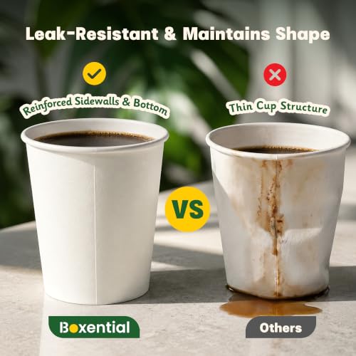 300 Pack Disposable Coffee Cups with Lids - 8 oz White Paper Cups