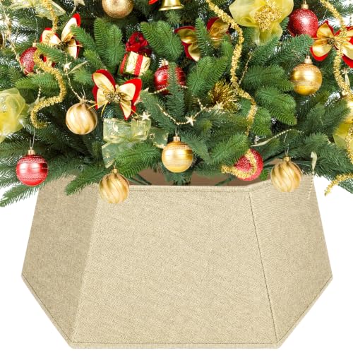EverMerry Beige 26-Inch Foldable Christmas Tree Skirt for Artificial & Real Trees