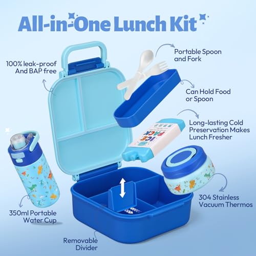 Itslife Kids Bento Lunch Box Set Blue-KL - Insulated Food Containers & Utensils