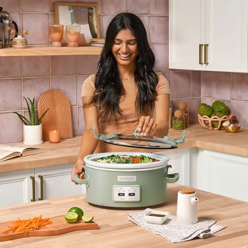 Crock-Pot 6 Qt Locking Lid Slow Cooker - Green, Programmable & Travel-Friendly